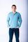 Sky Blue Wool & Cashmere Quarter Zip Jumper with Embroidered Logo