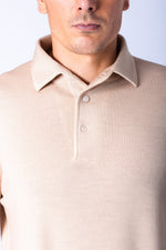 Sand Fine Knit Polo Jumper