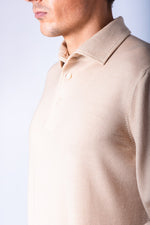 Sand Fine Knit Polo Jumper