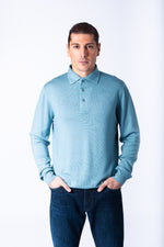 Sky Blue Fine Knit Polo Jumper