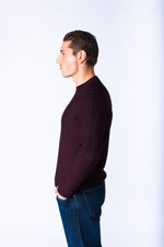Wine Textured Knit Crew Neck Jumper