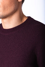Wine Textured Knit Crew Neck Jumper