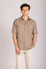 Featherstone London brown linen short sleeve shirt