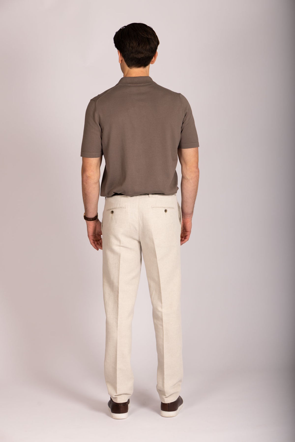 Brown zip knit polo – Featherstone London men’s polo shirts - Back View