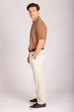 Brown short sleeve polo shirt – Featherstone London men’s smart casual polo - Side View