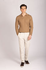 Camel Collared Fine Knit Merino Wool Jumper