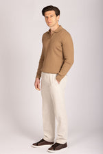 Camel Collared Fine Knit Merino Wool Jumper