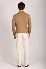 Camel Collared Fine Knit Merino Wool Jumper
