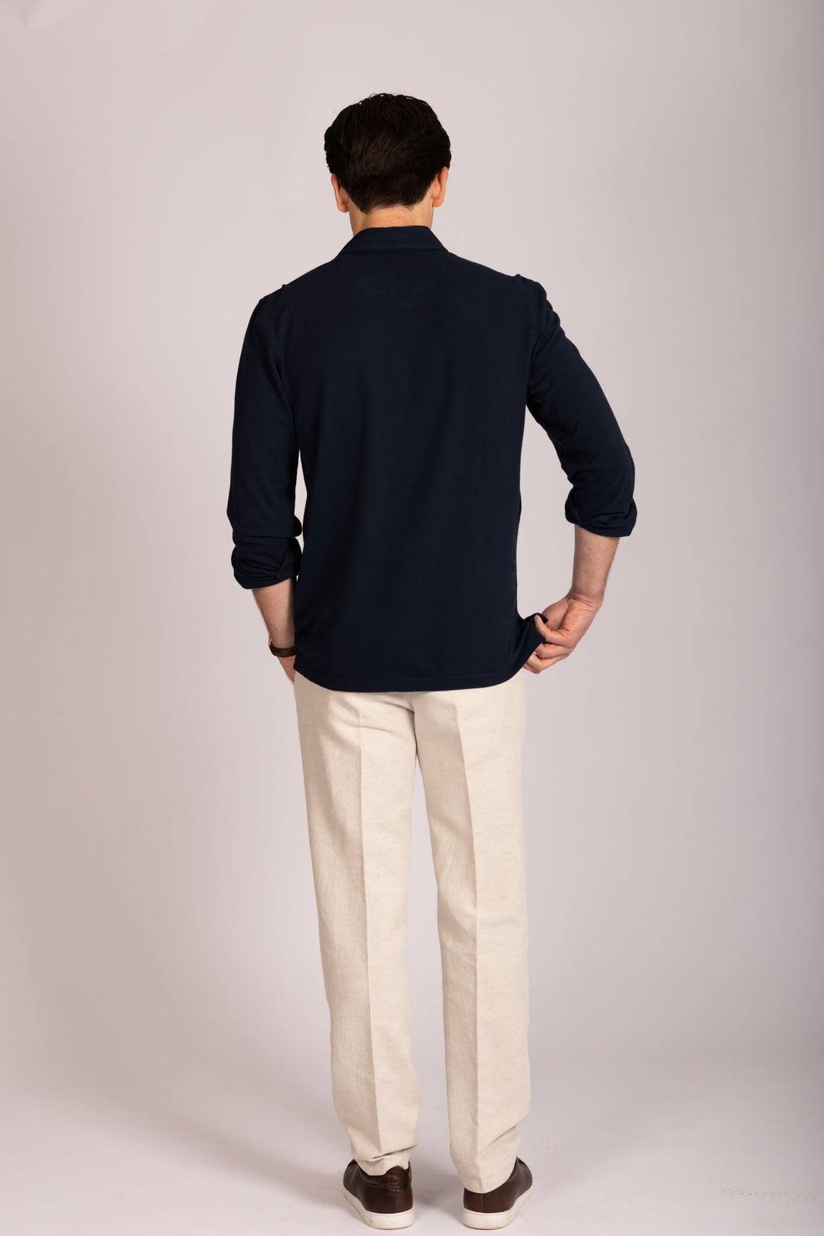 Navy Jersey Shirt - Featherstone London men's shirting - Back View
