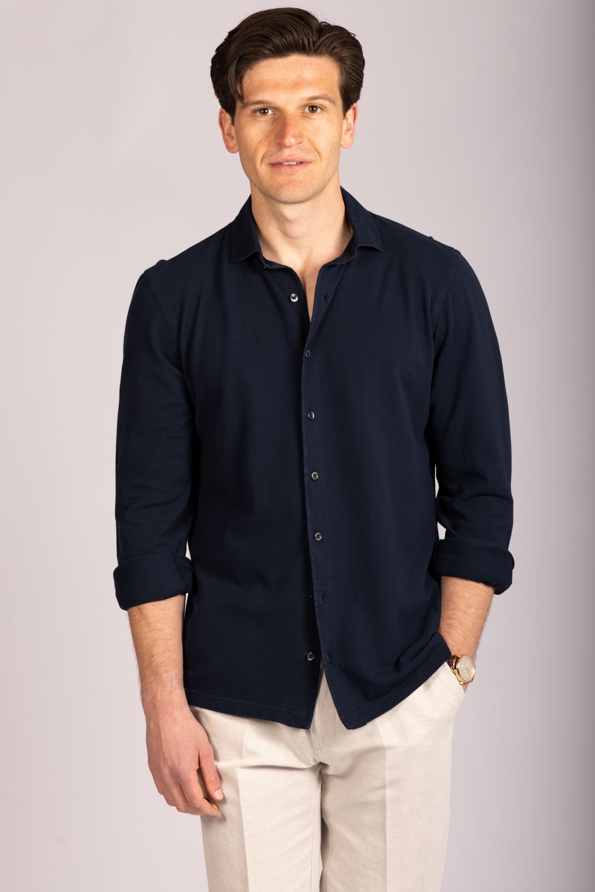 Navy Jersey Shirt - Featherstone London men's shirting