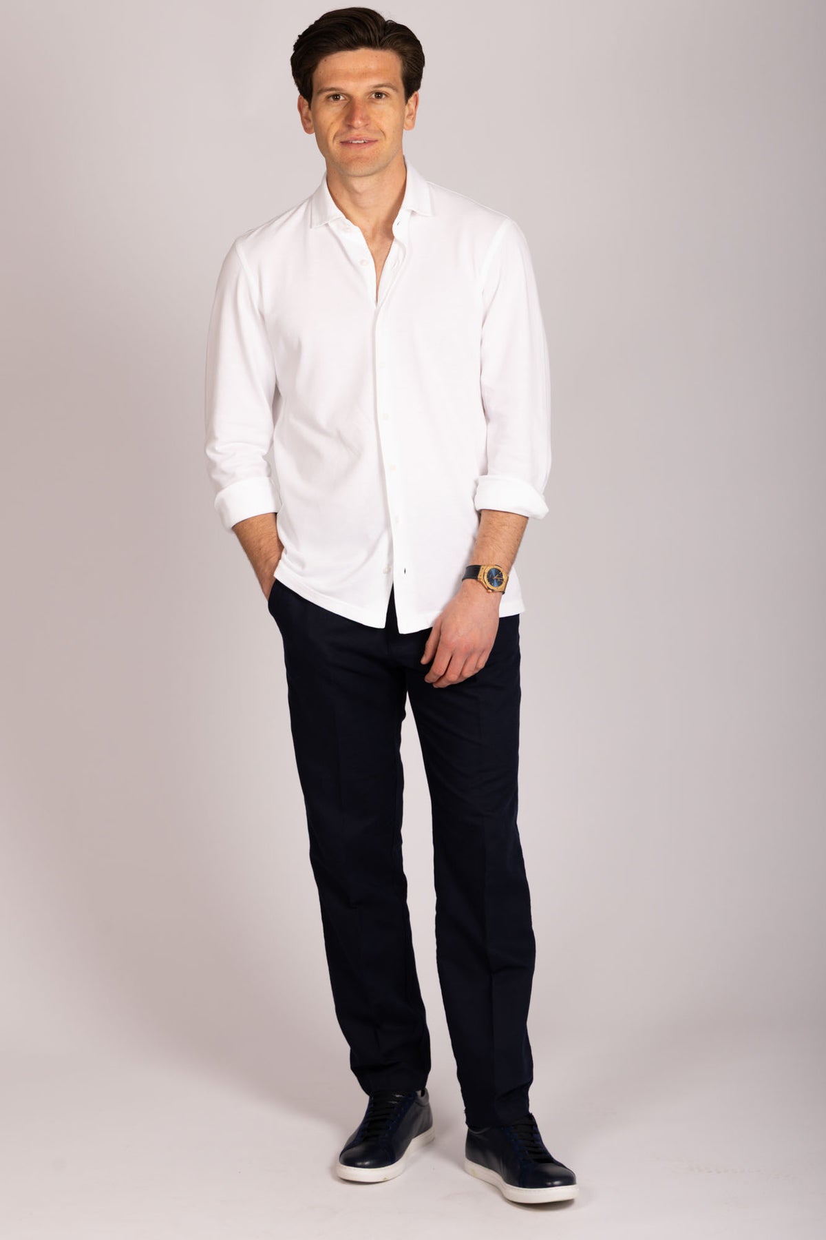 White Jersey ShirtFeatherstone London men's shirting - Full Length