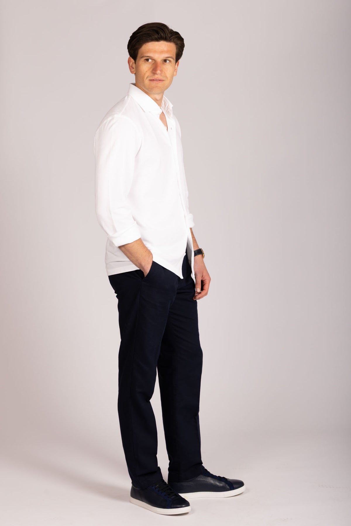 White Jersey ShirtFeatherstone London men's shirting - Side View