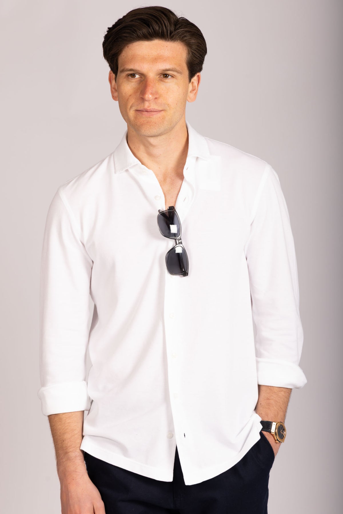 White Jersey Shirt- Featherstone London men's shirting