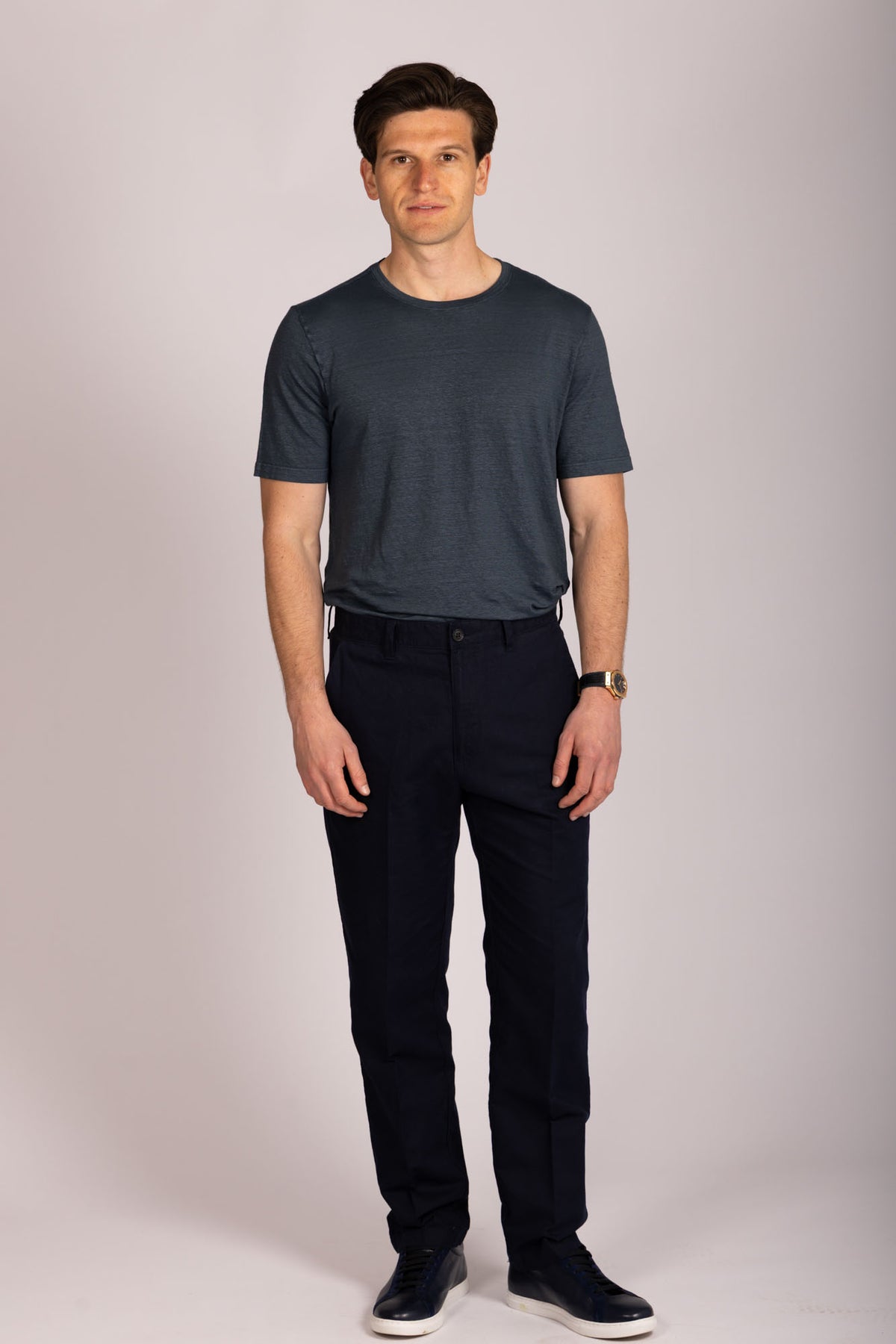 Ink blue crew neck T-shirt – Featherstone London men’s T-shirts - Full Body