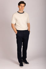 Featherstone London cream short sleeve knit with contrast collar - full body