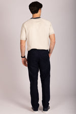 Featherstone London cream short sleeve knit with contrast collar - back view