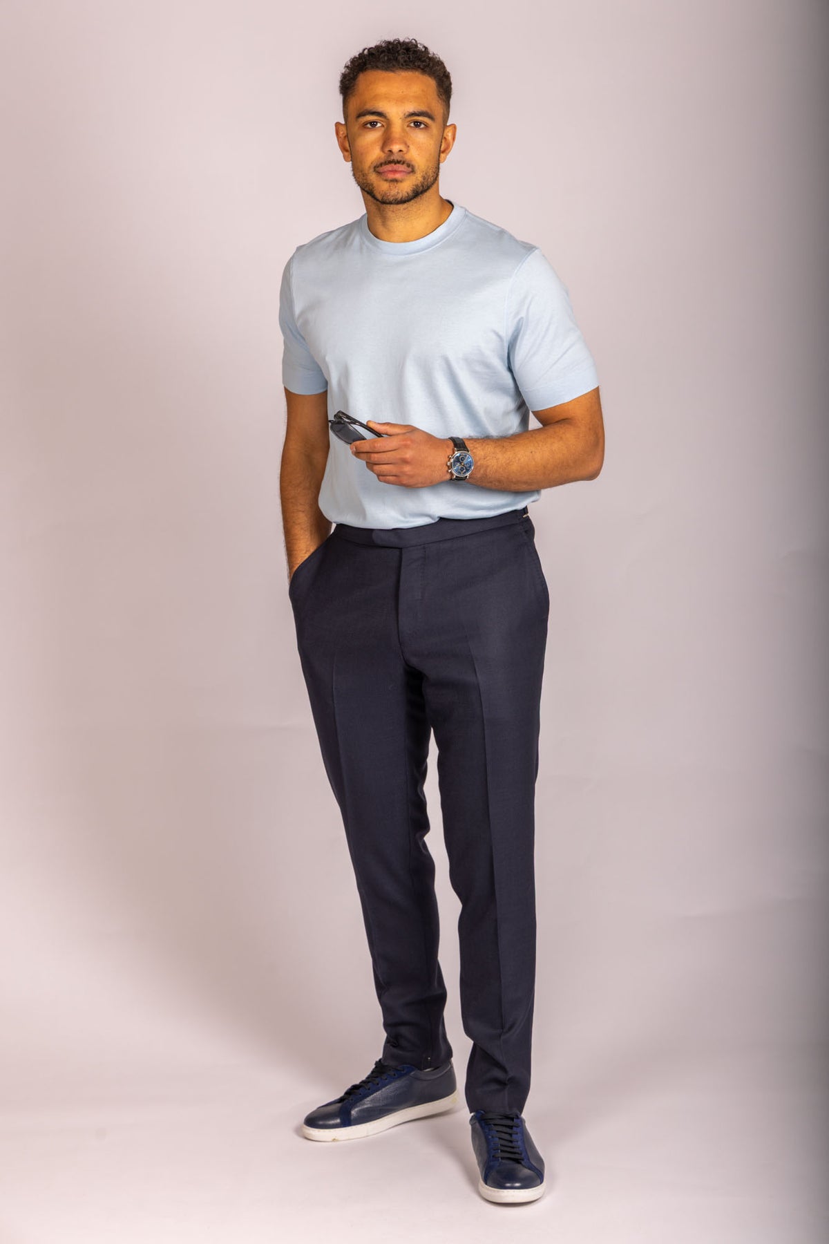 Sky blue crew neck T-shirt – Featherstone London men’s T-shirts - Full Body