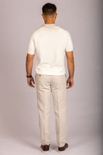Featherstone London cream open collar knit polo - back