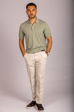 Sage green knit polo – Featherstone London men’s polo shirts - Full Body
