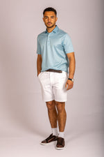 Ice blue performance polo – Featherstone London men’s polo shirts - Full body