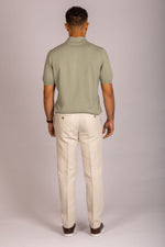 Sage green knit polo – Featherstone London men’s polo shirts - Back View