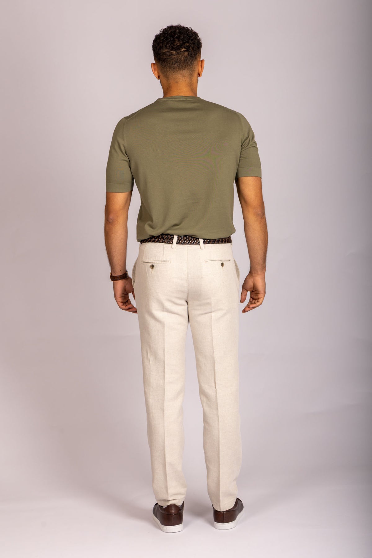 Olive green crew neck T-shirt – Featherstone London men’s T-shirts - Back View