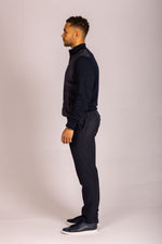 Navy Alcantara funnel neck zip-up – Featherstone London men’s outerwear - Side View