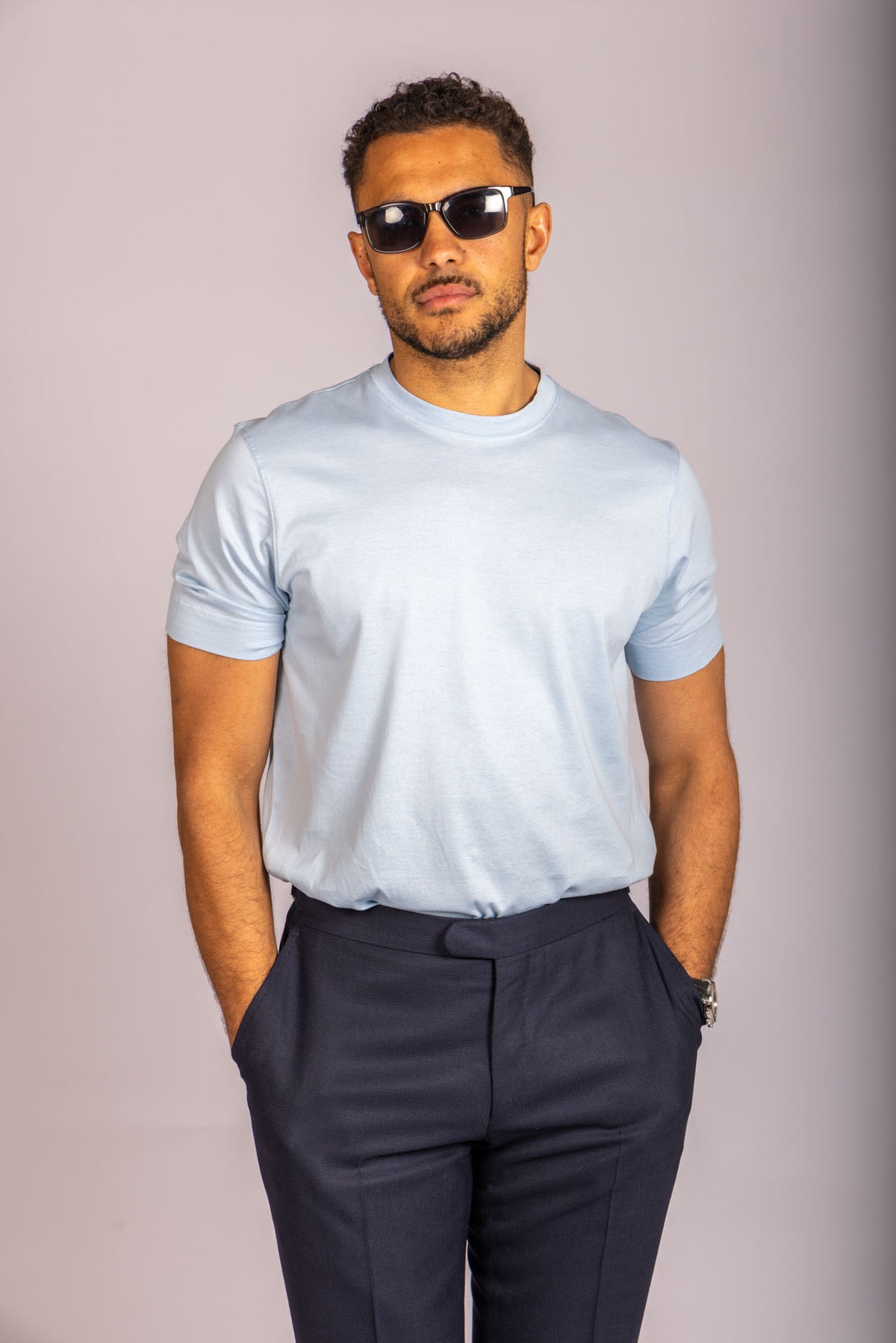 Sky blue crew neck T-shirt – Featherstone London men’s T-shirts