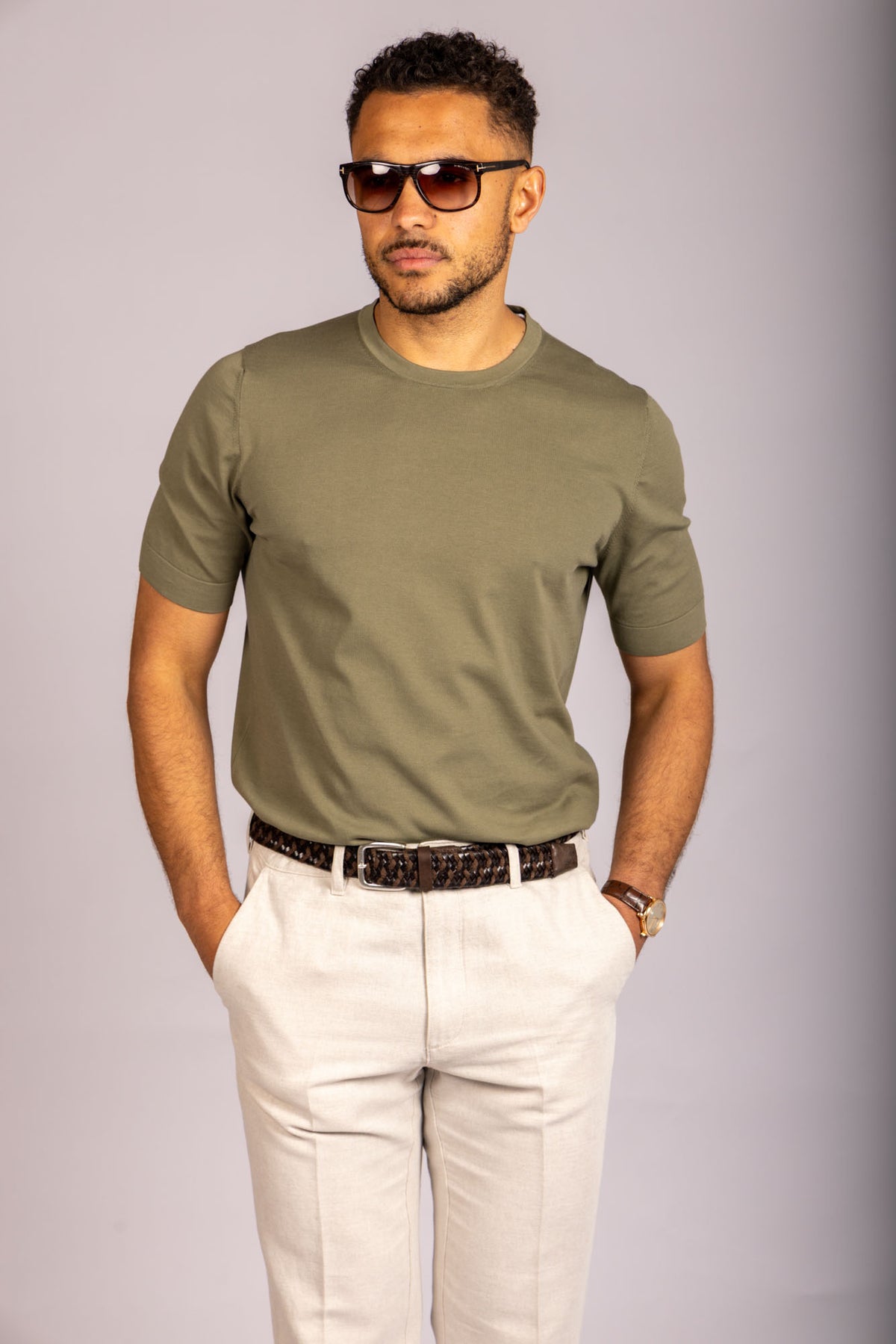Olive green crew neck T-shirt – Featherstone London men’s T-shirts