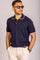 Navy & Oatmeal Contrast-Tipped Knitted Cotton Polo
