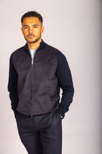 Navy Alcantara funnel neck zip-up – Featherstone London men’s outerwear