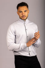 Grey Merino Wool Funnel Neck Cardigan