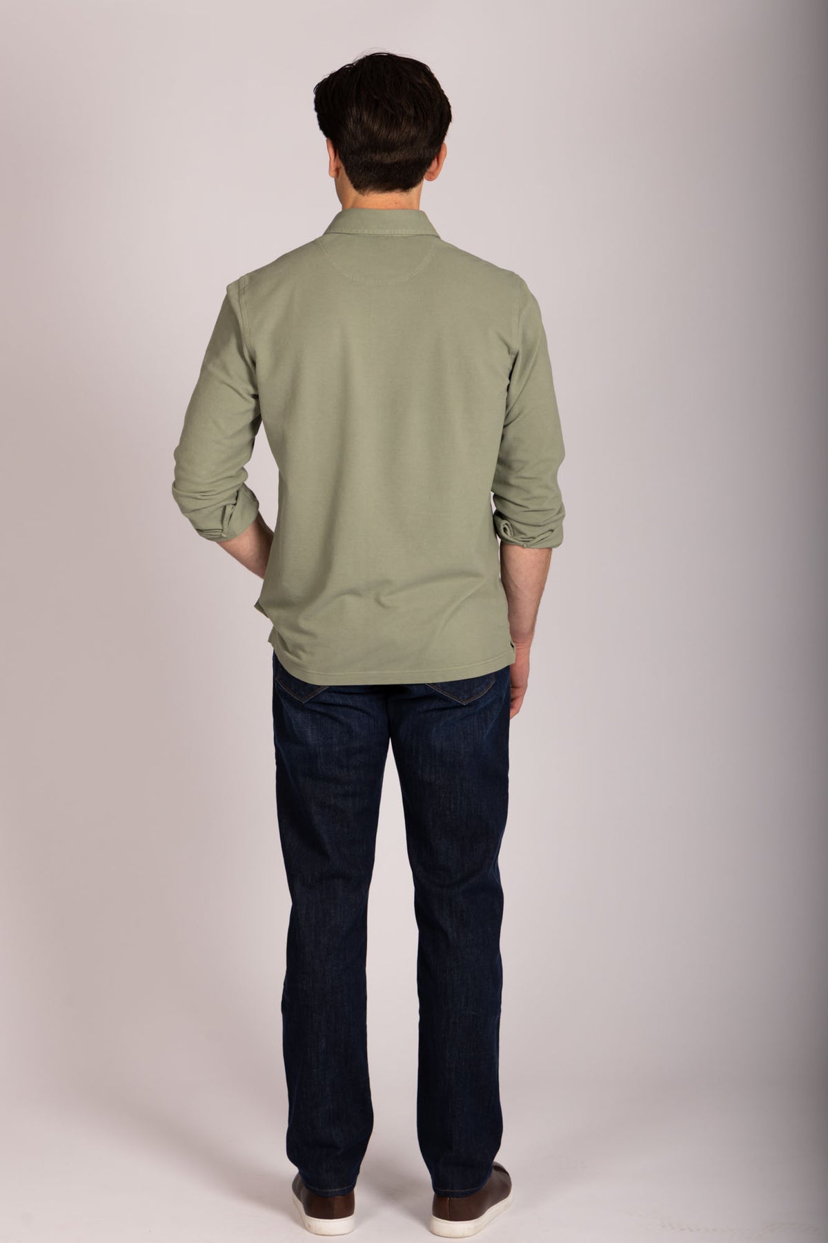 The Amalfi Jersey Shirt in Sage Green