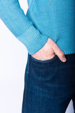 Sky Blue Textured Knit Crew Neck Jumper