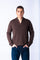 Brown Wool & Cashmere Quarter Zip Jumper with Embroidered Logo
