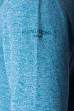 Sky Blue Wool & Cashmere Quarter Zip Jumper with Embroidered Logo