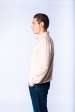 Sand Fine Knit Polo Jumper