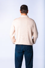 Sand Fine Knit Polo Jumper