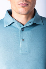 Sky Blue Fine Knit Polo Jumper