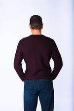 Wine Textured Knit Crew Neck Jumper