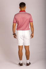 Heather Red & White Contrast-Tipped Cotton Polo Shirt